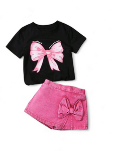 Pink bow girl set