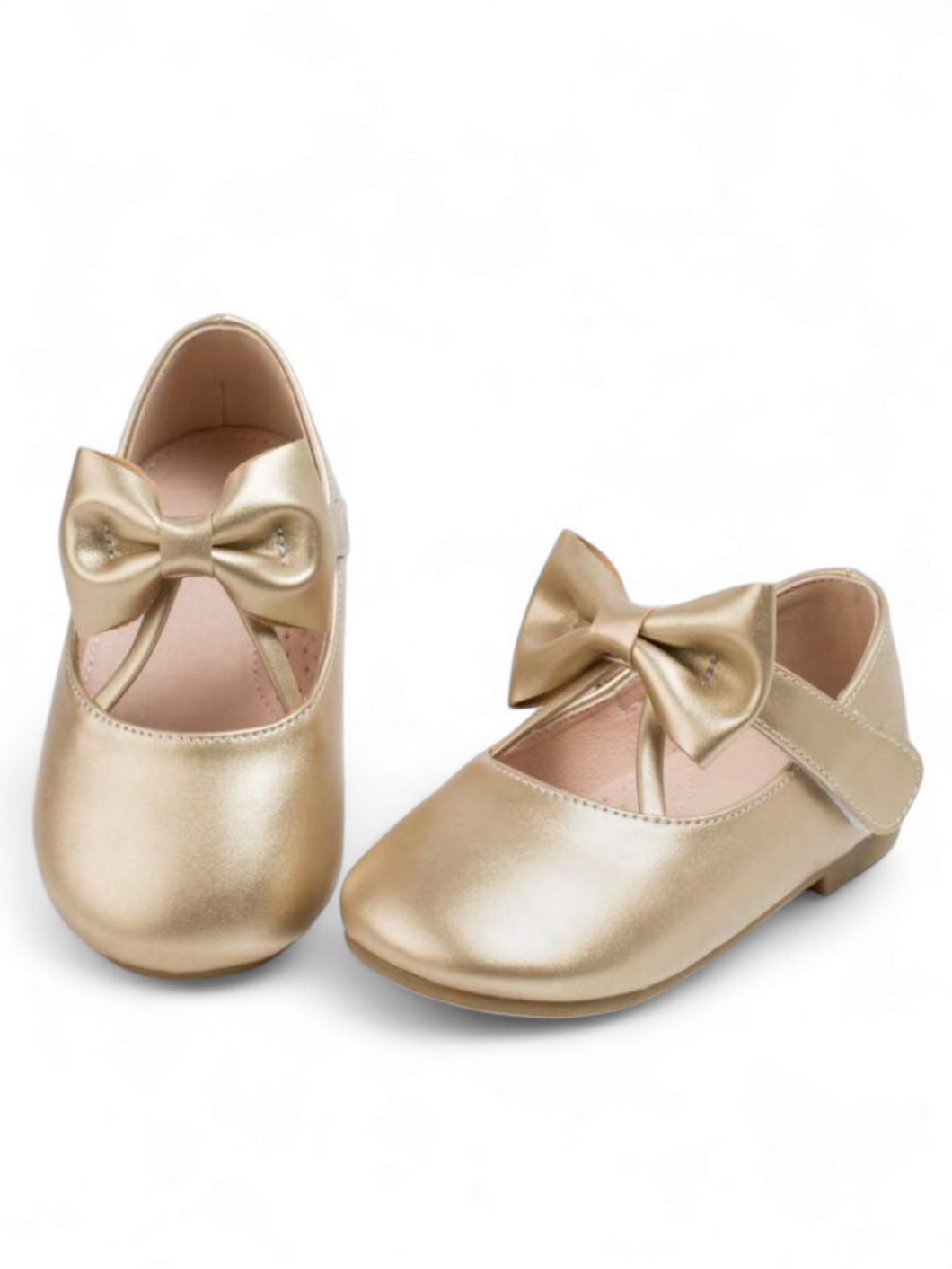 Gold bow toddler girl Formal shoes