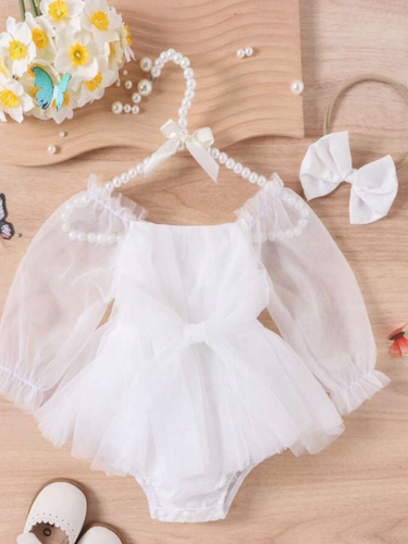 White baby dress romper