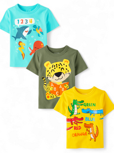 Numbers & and animals baby shirt set