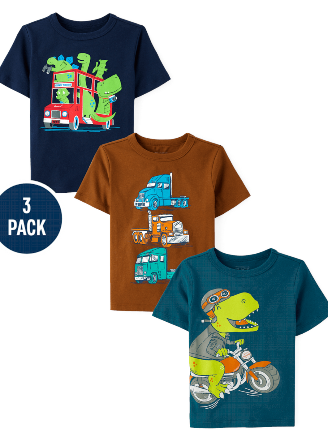 Trucks & dino baby shirt set