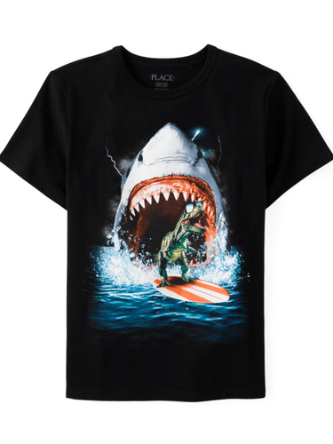 Boy dino shark shirt