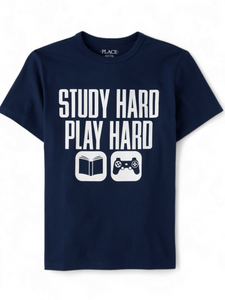 Study hard play hard boy shirt