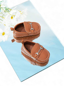 Brown loafer baby shoes