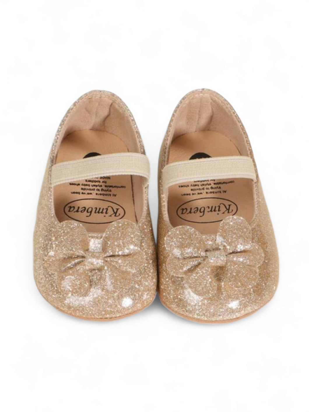 Gold sparkly girl baby shoes