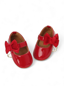 Lil red bow baby shoes