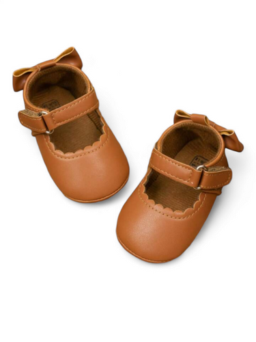 Lil brown bow baby shoes