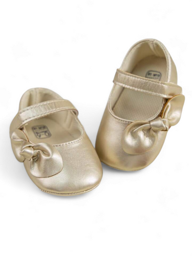 Lil gold bow baby shoes