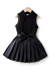 Lil black leather girl dress