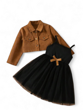 Corduroy jacket & dress girl set