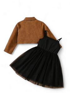 Corduroy jacket & dress girl set