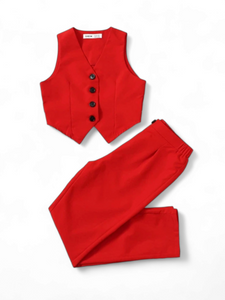 Red vest & pants girls set