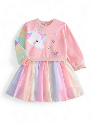 Pink unicorn sweater girl dress