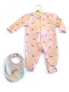 Clearance Pink rainbow &bibs onsies set