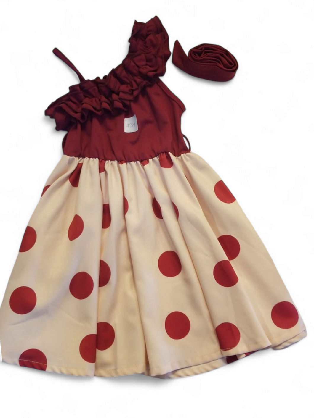 Red and cream Polka dot girl dress