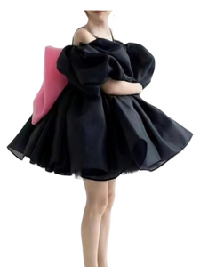 Black puffy with big pink bow  fancy girl formal dress