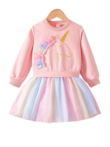 Light pink tutu sweater girl dress