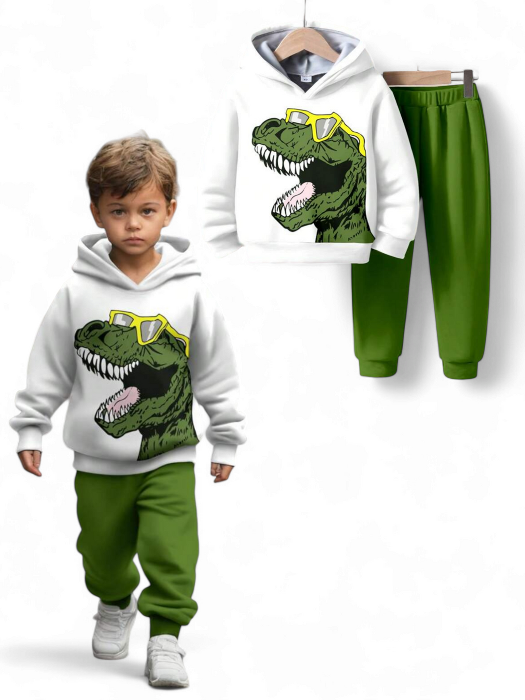 Green dino boys set sweats