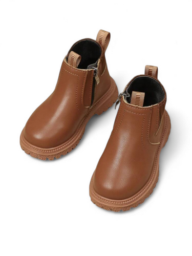 Toddler boy leather brown boots