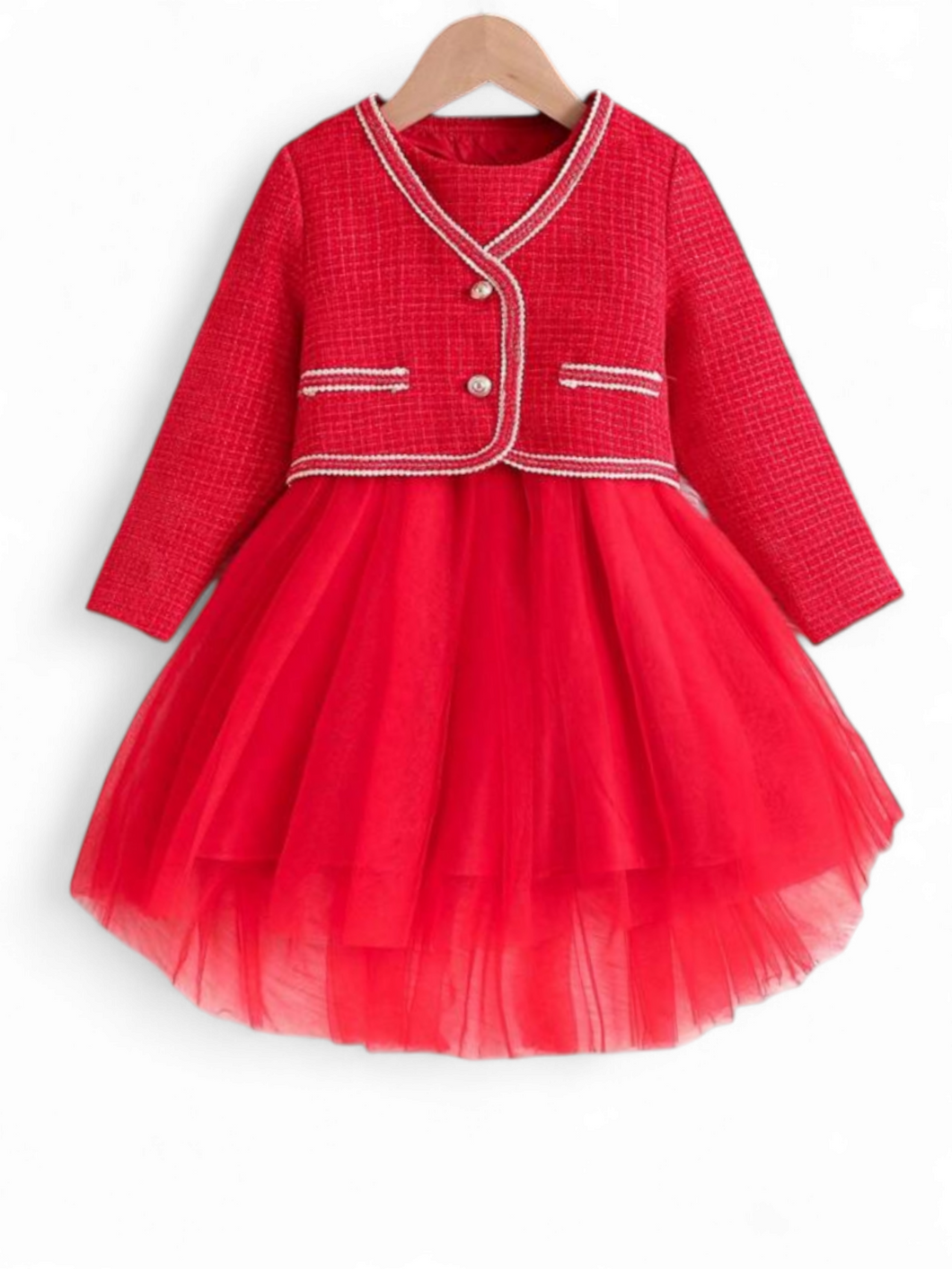 Red tulle dress with jacket girl formal dress