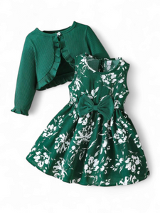 Floral green dress with bolero baby dress