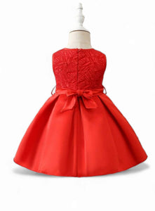 Classy girl red baby dress with bow