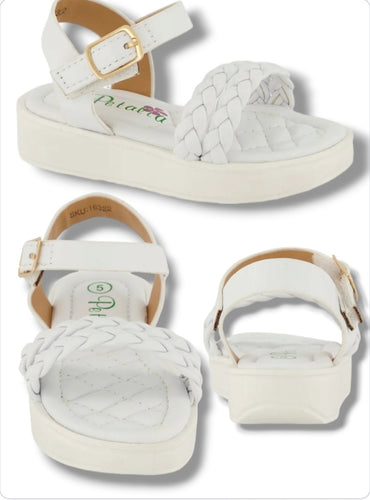 Toddler girl double braided white sandals