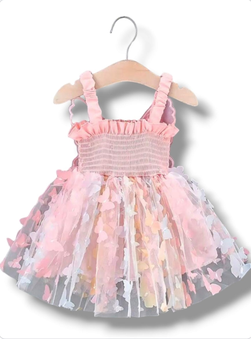 Butterfly pink baby dress