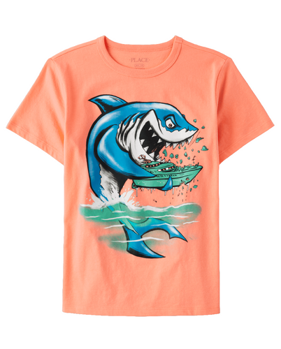 Boy shark graphic t