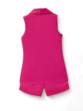 Girl pink  Collar Vest with with withe Camilla top and shorts