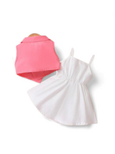 Baby pink vest & white cami dress baby set