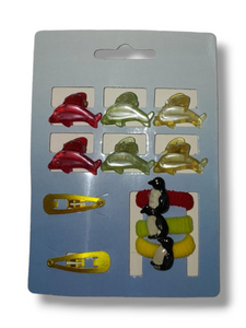 Dolphin and penguin hair clip set